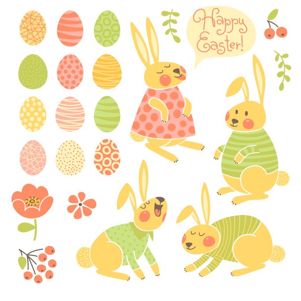 一套设计元素复活节快乐图片下载