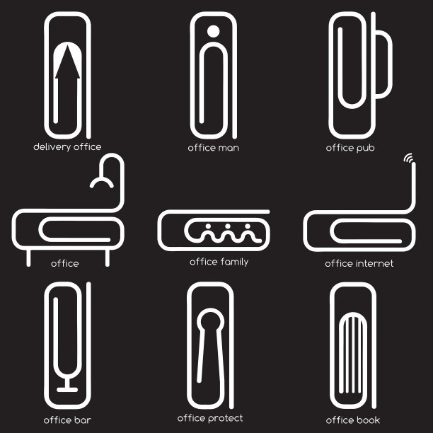 简单的概念网站图标的办公室主题与图片下载