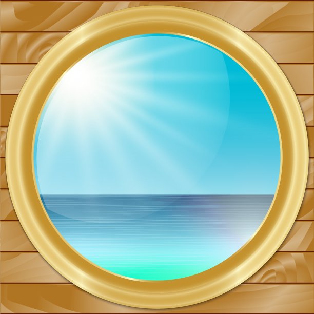 船舷窗与海景视图图片下载