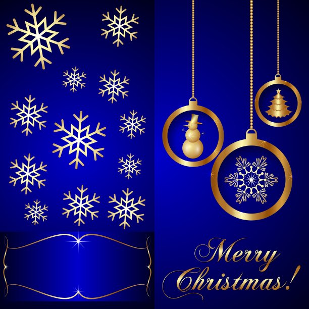 蓝色圣诞邀请卡图片下载