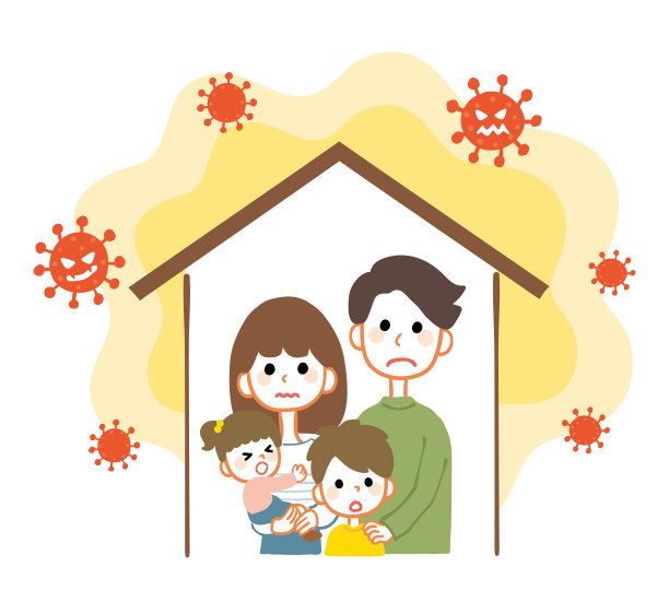 家庭受冠状病毒感染留在家中的插图图片下载