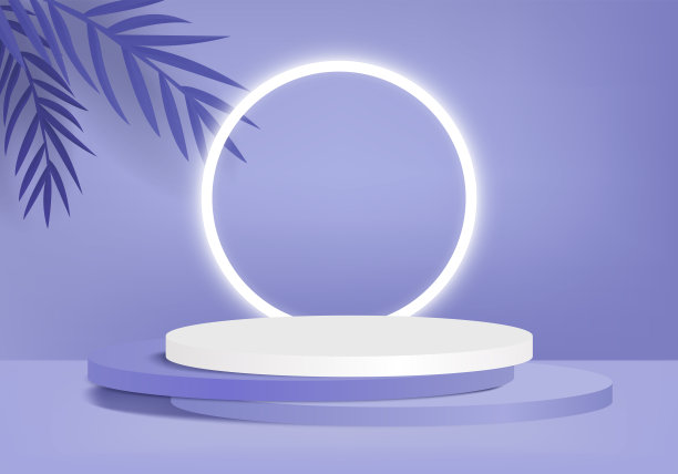 背景工作室，模拟获奖者领奖台上的紫色背景，3d渲染，3d插图图片下载