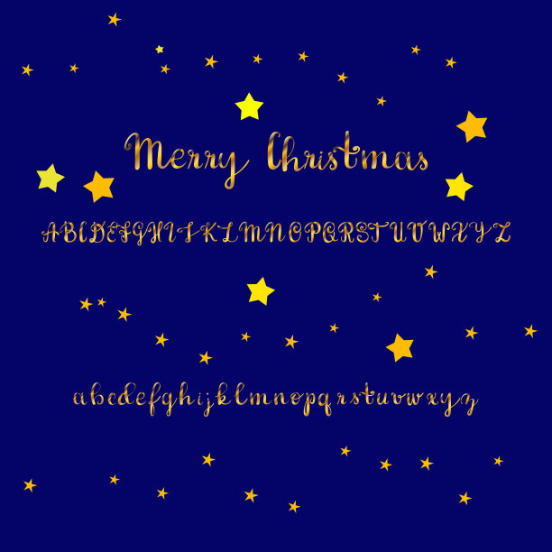 黄金书法字母字体图片下载