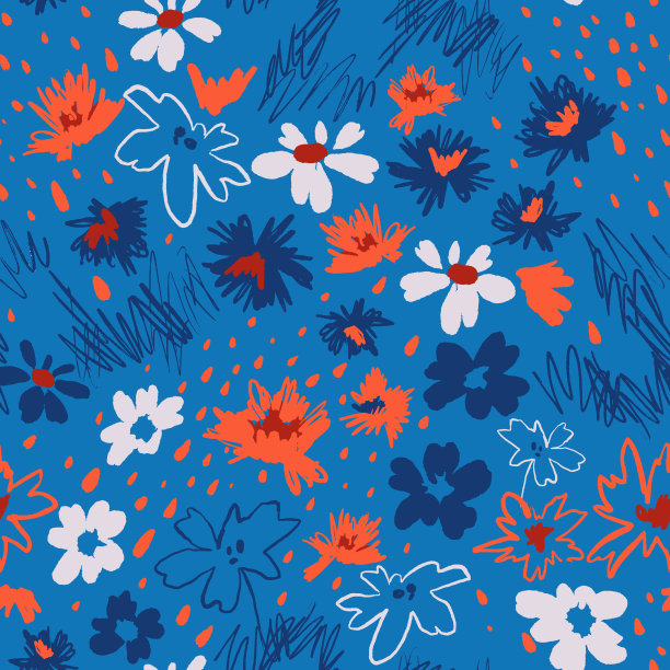 黛西无缝模式。平面卡通花涂鸦风格。图片下载