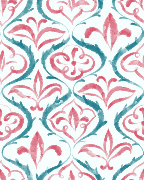 无缝锦缎图案，花卉装饰背景。程式化的花朵。图片下载