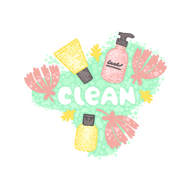 化妆瓶和干净的字体图片下载