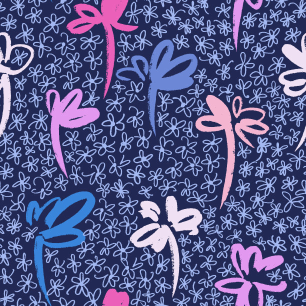 雏菊无缝模式。卡通可爱的设计。平的风格。夏日的背景是草甸的花朵。图片下载