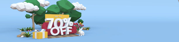 70% 70%的非复活节销售3D横幅与拷贝空间。图片下载