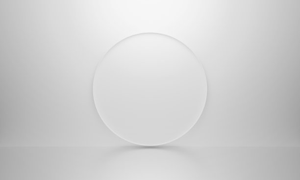 3D白色孤立的背景纹理。艺术3d渲染室内。现实的空白圆形和反射模型海报，横幅和网站上的标签。抽象空圆设计。素材图片