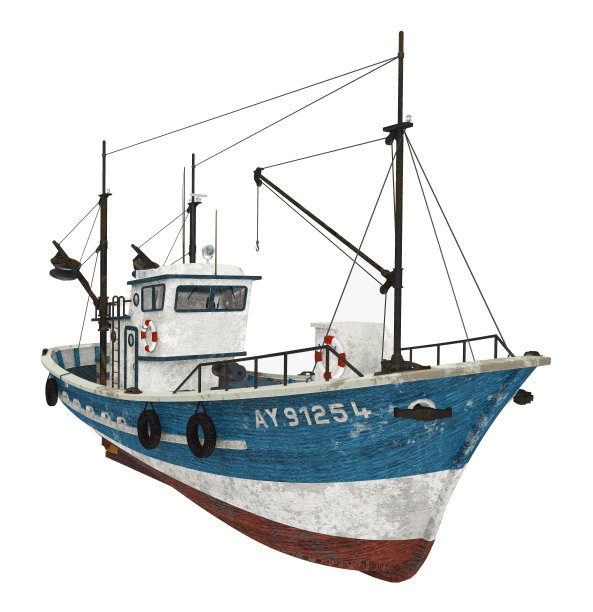 渔船被孤立在白色的背景上图片下载