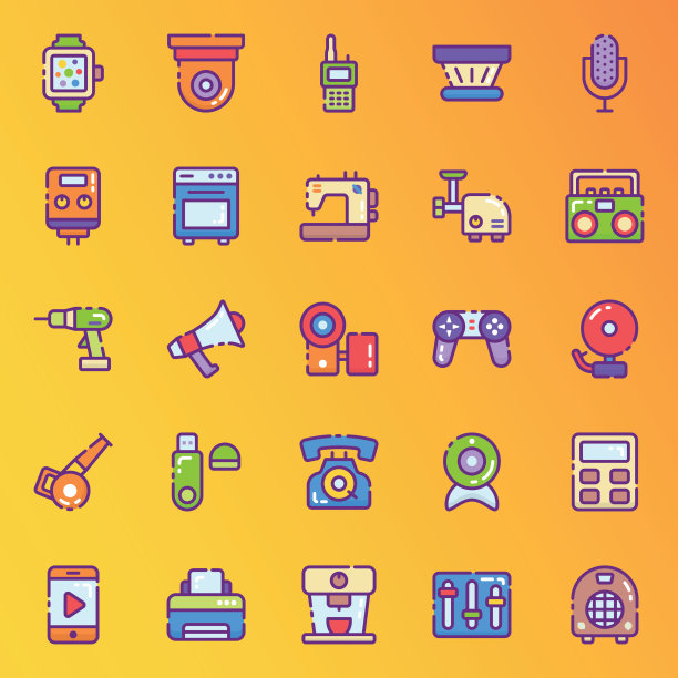 科技小玩意在现代扁平风格包图片下载