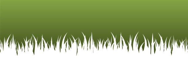 孤立的绿色模板与白色的草剪影图片下载