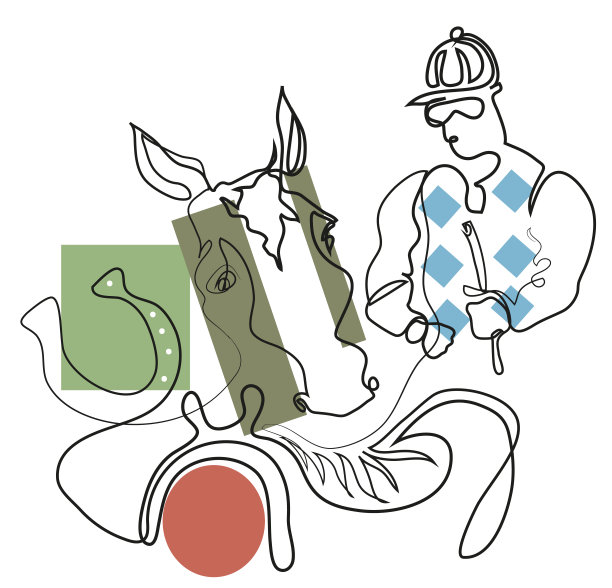一个连续的线条画的马和骑师图片下载