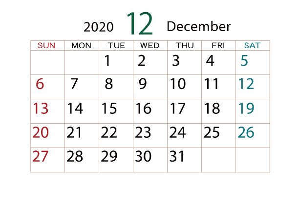 2020年12月日历图片下载