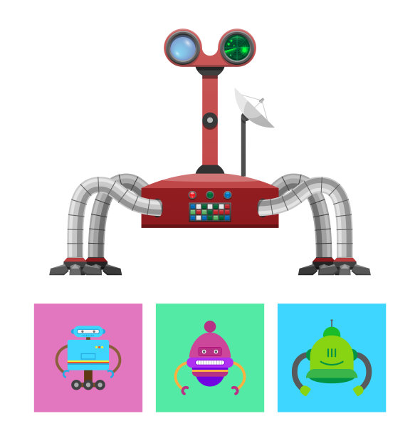 技术和生物设置矢量插图图片下载