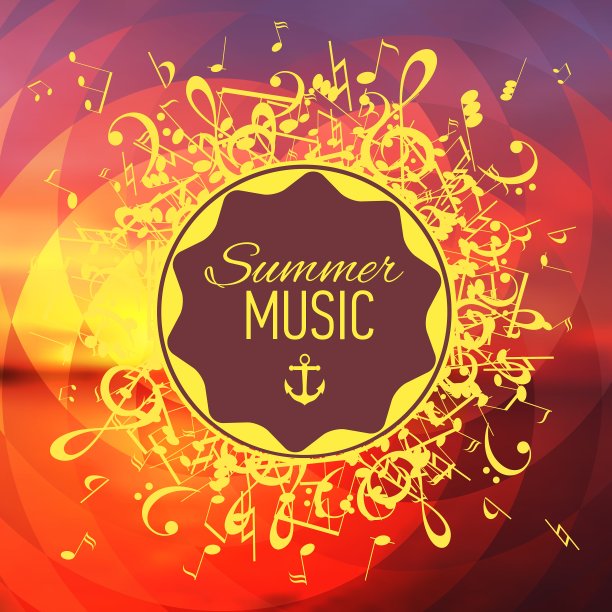 几何黄色背与音乐音符和键图片下载