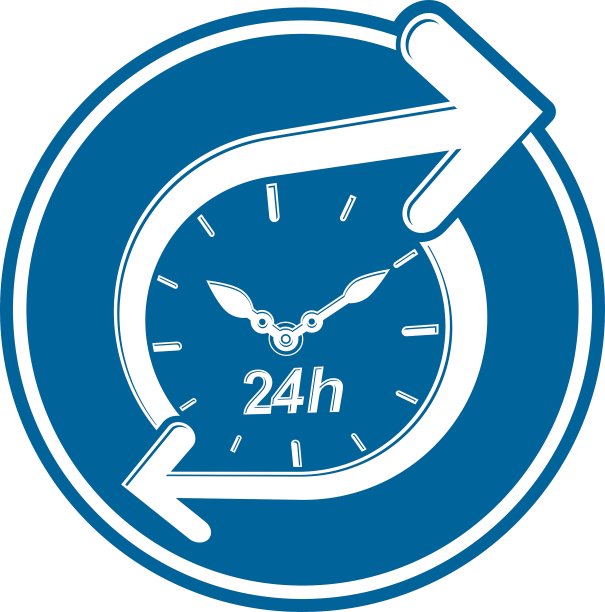 全天候24小时概念时钟面带刻度盘图片下载