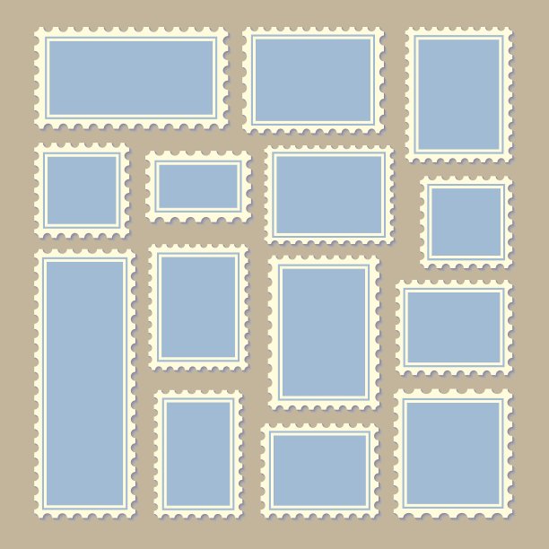 邮票大小不一，蓝白相间图片下载