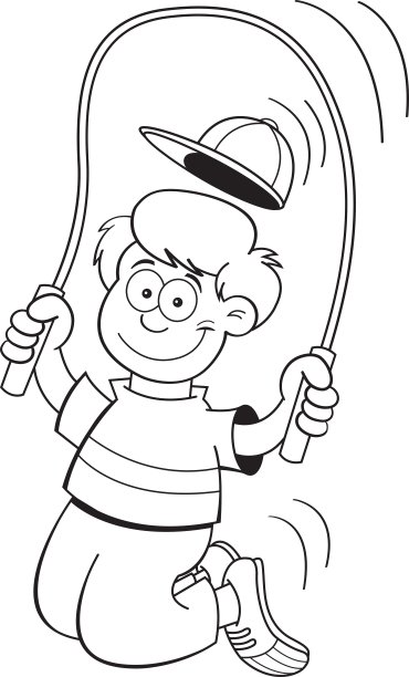 卡通男孩在跳绳图片下载