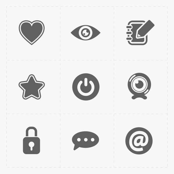 白色背景上的现代扁平社交图标图片下载