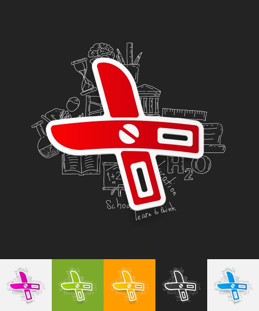 剪刀纸贴纸与手绘元素图片下载