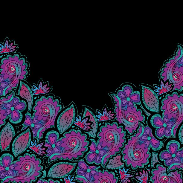 有明亮花的装饰花边图片下载