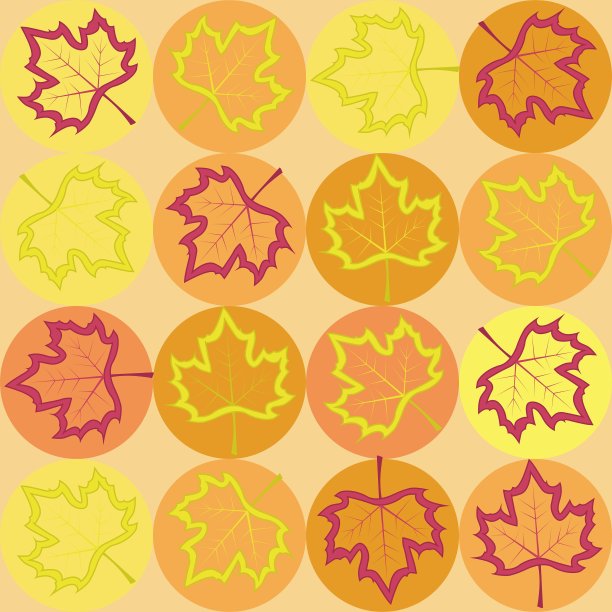 几何图案与枫叶图片下载