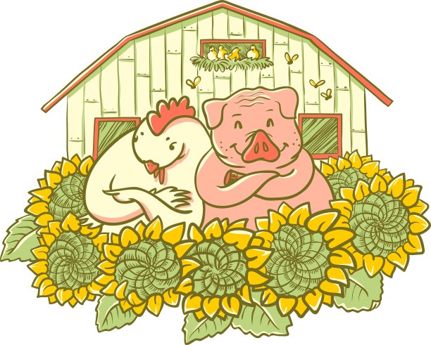 农场里有鸡和猪图片下载