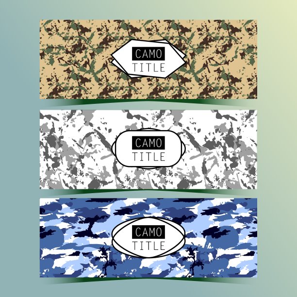 一套复古创意横幅与迷彩图片下载