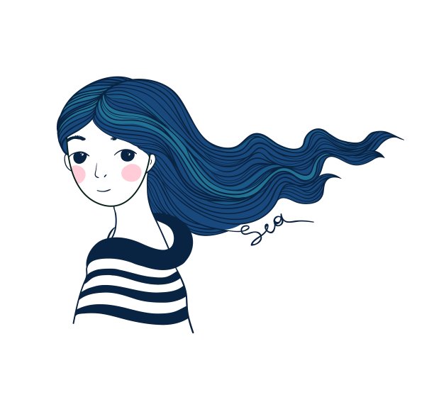 年轻漂亮的水手，带着鲸鱼和星星图片下载