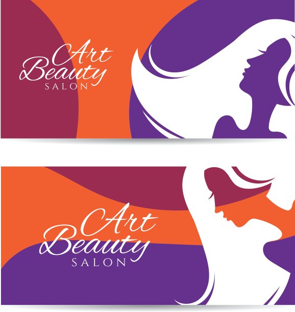 带有概念剪影的一组横幅图片下载