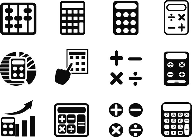黑色计算器图标集图片下载