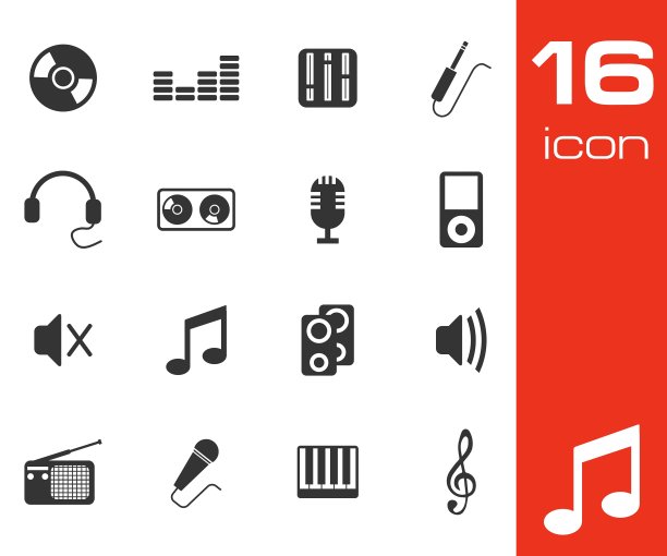 黑人音乐图标集图片下载