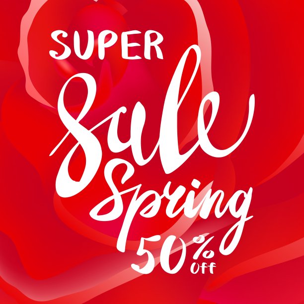 漂亮的花红玫瑰文本春天销售图片下载