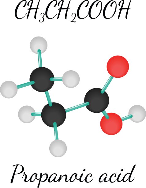 CH3CH2COOH丙酸分子图片下载