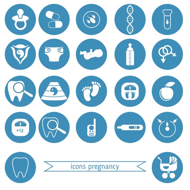 怀孕和新生儿图标集图片下载
