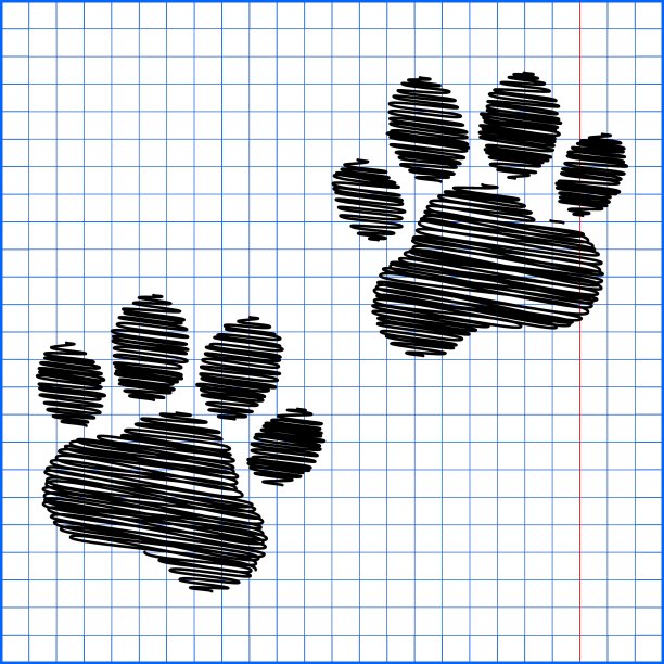 动物的足迹与笔在纸上的效果图片下载