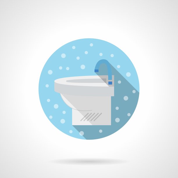 白色水槽圆形蓝色平面图标图片下载