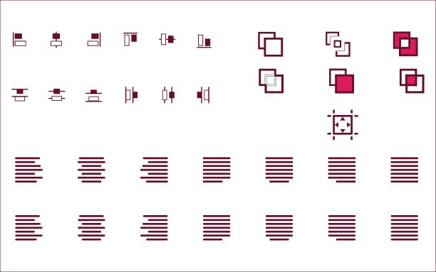 对齐形状、文本和对象图标的集合图片下载