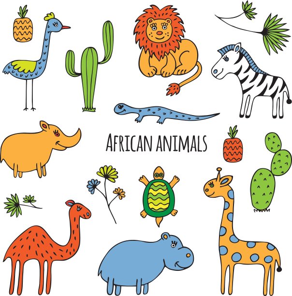 非洲动物素描图片下载
