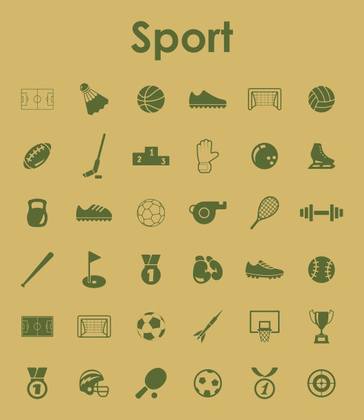 一组运动简单图标图片下载