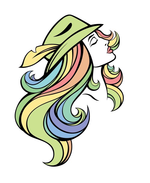 卡通漂亮时尚女孩的程式化肖像图片下载