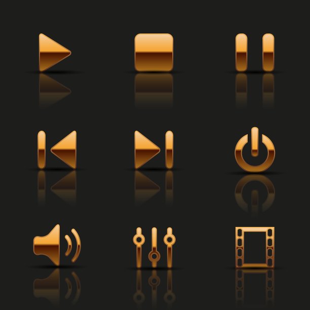 一套黄金媒体图标图片下载