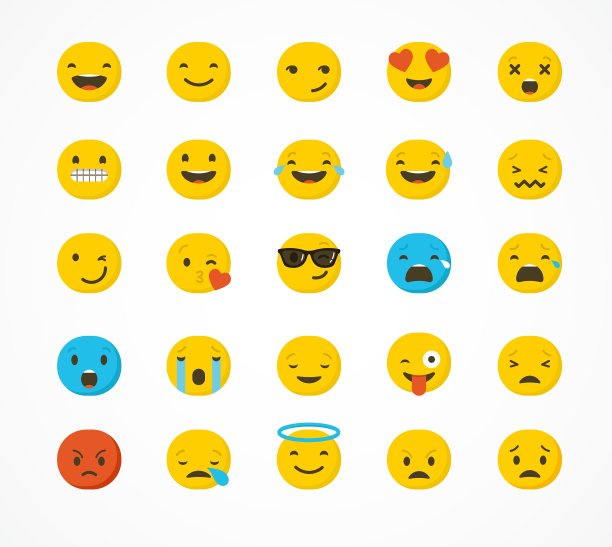 一组孤立的表情符号图片下载