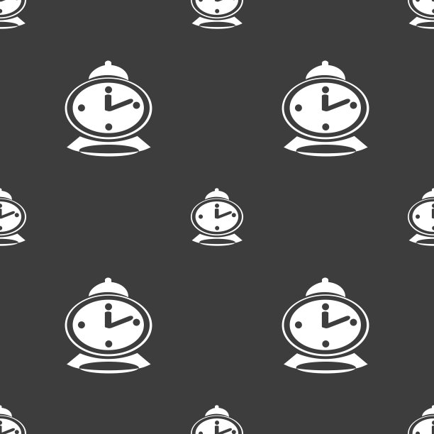 闹钟图标标志上的灰色无缝图案图片下载