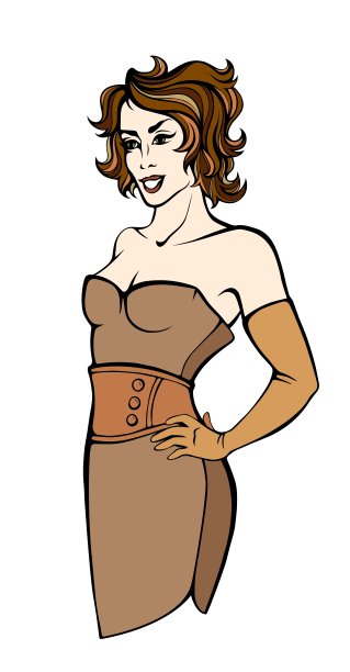 穿着棕色连衣裙的时尚女孩图片下载