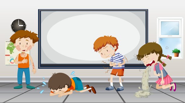 男孩和女孩生病在教室里图片下载