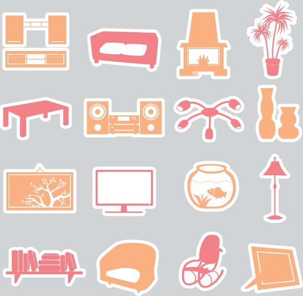 客厅贴纸set eps10图片下载