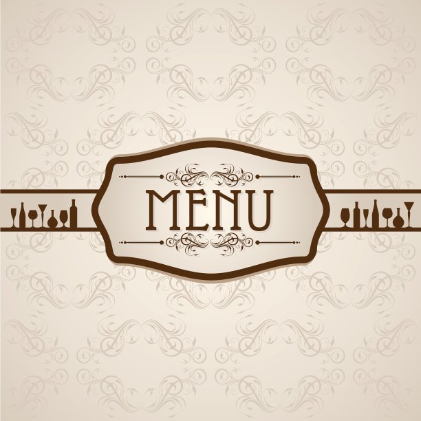 带有餐具的菜单卡模板图片下载