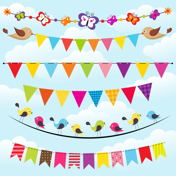彩旗和花环点缀在天空中图片下载